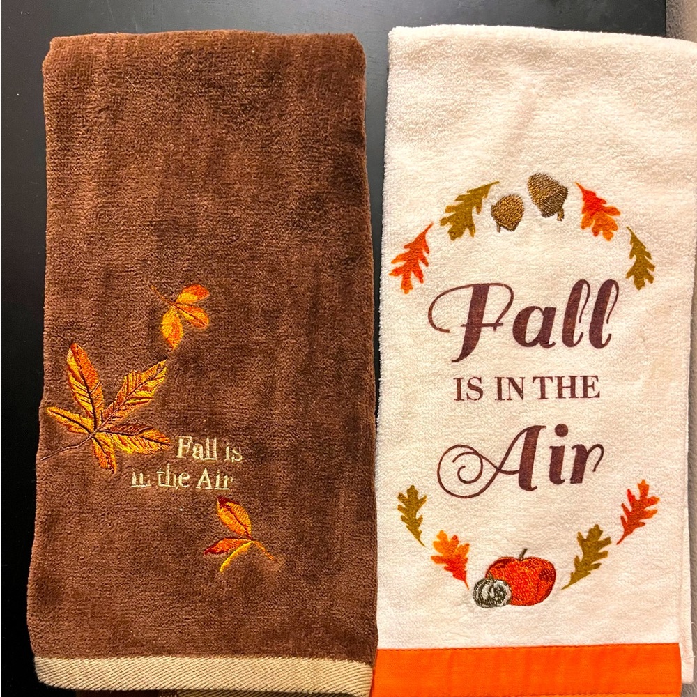 Thick Fall Decor Bath hand Towel Set of 2 - 100% Cotton (Croft and Barrow)